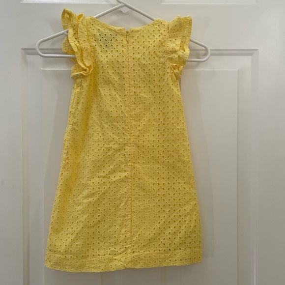 Polo Ralph Lauren Girls 5 Yellow Eyelet Flutter Short Sleeve A Line Dress Summer - Picture 2 of 11